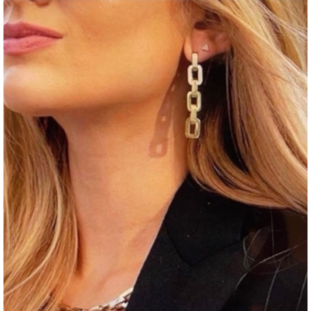 Eddie Borgo Timeless Supra Link Drop Earrings 12K Gold Plated NIP Elegant